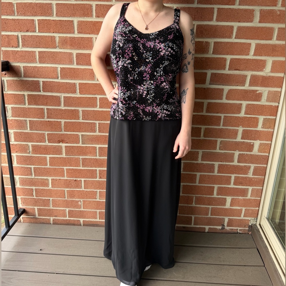 David's Bridal Black and Pink Formal Dress